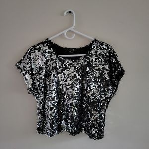 Dolman Sleeve Sequin boxy cropped Top